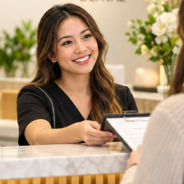 Patient filling out dental forms